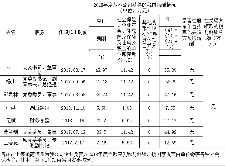 四川省富联娱乐集团有限责任公司负责人2018年度薪酬情况